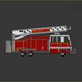 Detailed Red Fire Truck Lego Brick Model With Extended Ladder And White Top
