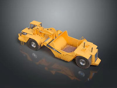 Yellow Heavy Duty Utility Vehicle With Large Wheels Loaded Construction Material 3d model