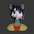 Low Poly Game Character With Purple Ears Yellow Eyes Pink Nose And Yellow Coat