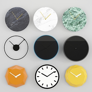 Modern clock creative wall clock combination 3d model