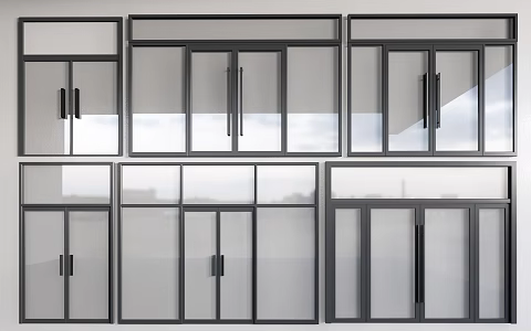 Modern floor glass doors and windows glass partition office partition glass sliding door 3d model