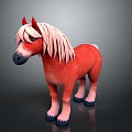 Cute Red Toy Pony With Pink Mane Blue Eyes And Black Hooves