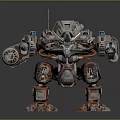 Advanced Battle Mech Robot Character With Weapon Systems Armor Metallic Texture Number 416 3d model