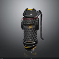 Metallic Weapon With Grid Pattern Yellow Top Silver Handle And Explosive Design 3d model