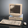 Complete Vintage Desktop Computer System With CRT Monitor Tower Keyboard And Mouse