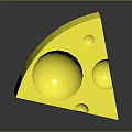 Bright Yellow Cheese Slice With Smooth Texture And Round Holes On Reflective Black Surface 3d model