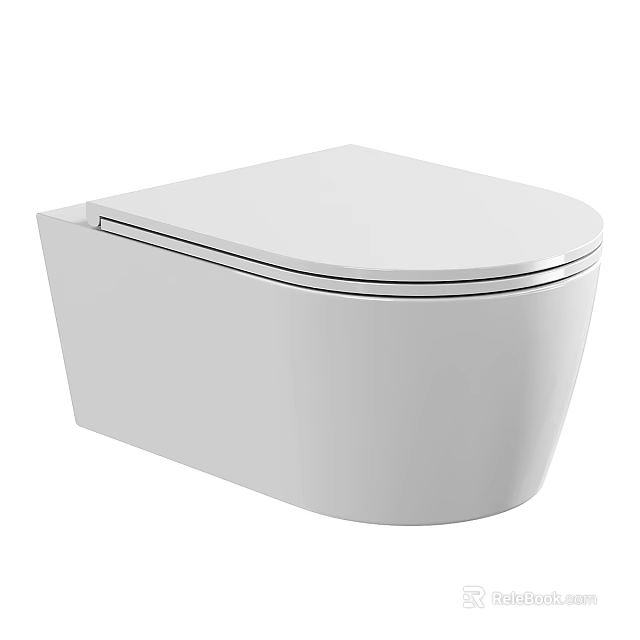Sleek White Wall Mounted Toilet with Modern Minimalist Design Features 3d model 