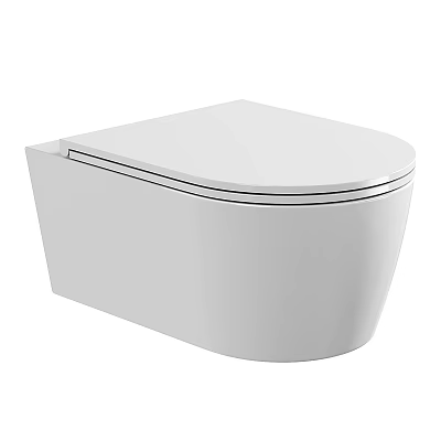 Sleek White Wall Mounted Toilet with Modern Minimalist Design Features 3d model