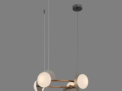 Elegant Modern Chandelier With Circular Metal Frame And Spherical White Shades 3d model