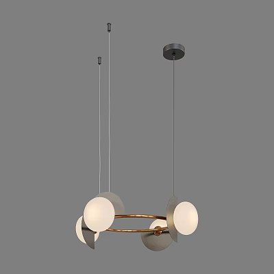 Elegant Modern Chandelier With Circular Metal Frame And Spherical White Shades 3d model