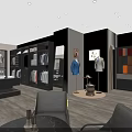 Modern Clothing Boutique Interior With Apparel Racks Mirror Display And Seating Area
