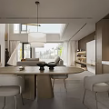 Modern Bright Open Plan Living And Dining Room With Warm Wood Accent Minimalist Interior Design