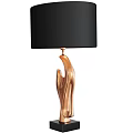 Modern Sculptural Table Lamp With Black Lampshade And Copper Base Warm Light 3d model