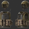 Bulletproof Vest Helmet Bulletproof Helmet Bulletproof Vest Military Equipment Military Bulletproof Vest Equipment Bag Special Forces Head 3d model