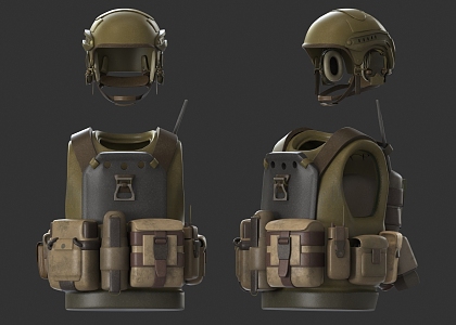 Bulletproof Vest Helmet Bulletproof Helmet Bulletproof Vest Military Equipment Military Bulletproof Vest Equipment Bag Special Forces Head 3d model