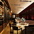 Elegant Banquet Hall Interior With Ornate Ceiling Dining Tables And White Tablecloths