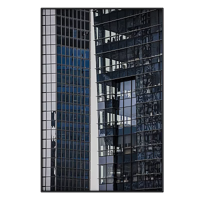 Two Tall Modern Buildings With Glass Curtain Walls And Urban Sky Reflections 3d model