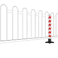 White Curved Top Roadside Fence With Red White Arrow Warning Post