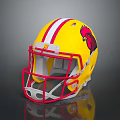 Yellow Tactical Helmet With Red Stripes Rooster Logo And Face Mask Weapon Gear