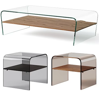Modern Coffee Table Designs With Glass Frames And Wooden Tops In Different Styles 3d model