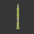 Green And Blue Gradient Rocket Model With Shiny Surface And Base Fins