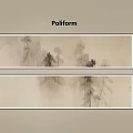Poliform Chinese Ink Style Wall Art Hanging On Beige Wall With Plant Patterns