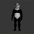 Feline Themed 3D Game Movie Character With White Head Gray Body And Colorful Eyes