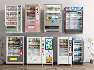 Commercial Beverage Vending Machines With Assorted Designs And Pepsi Brand Options 3d model