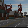 Heavy Duty Swing Door On Cargo Ship Dock With Crane And Calm Water