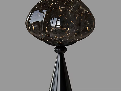 Modern Table Lamp With Textured Black Glass Shade And Black Cone Base 3d model