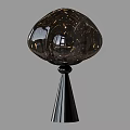 Modern Table Lamp With Textured Black Glass Shade And Black Cone Base