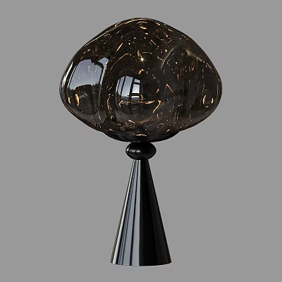 Modern Table Lamp With Textured Black Glass Shade And Black Cone Base 3d model