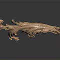 Elegant Intricate Golden Wooden Carving With Scrolls And Leaves Design