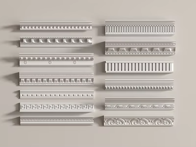 Various Decorative Gypsum Moldings With Different Patterns For Interior Decoration 3d model