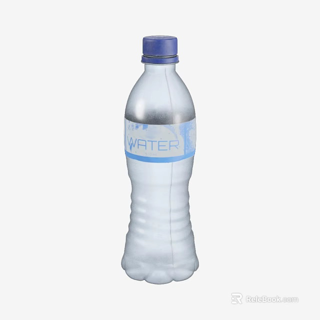 Healthy Refreshing Mineral Water In Clear Transparent Plastic Bottle With Blue Label 3d model 