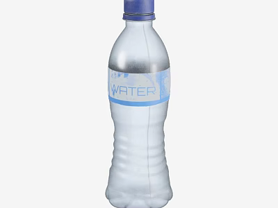 Healthy Refreshing Mineral Water In Clear Transparent Plastic Bottle With Blue Label 3d model