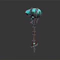 Mechanical Sculpture Design With Blue Glowing Top Metallic Structure And Intricate Details