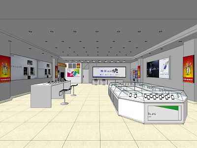 Modern Digital Store Interior With Open Layout Display Counters And Electronic Products 3d model