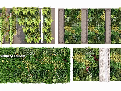 Green Living Wall Design With Diverse Plants And Natural Decor Elements 3d model