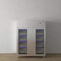 Modern Stainless Steel Double Door Kitchen Appliance With Purple Lighted Shelves