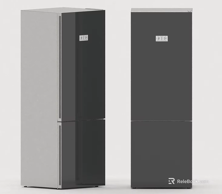 Modern Black Refrigerators And Freezers Featuring Sleek Double Door Design 3d model 