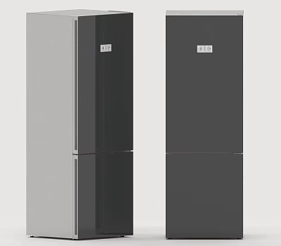 Modern Black Refrigerators And Freezers Featuring Sleek Double Door Design 3d model