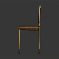 Modern Elegant Leisure Chair With Golden Frame And Brown Leather Upholstery