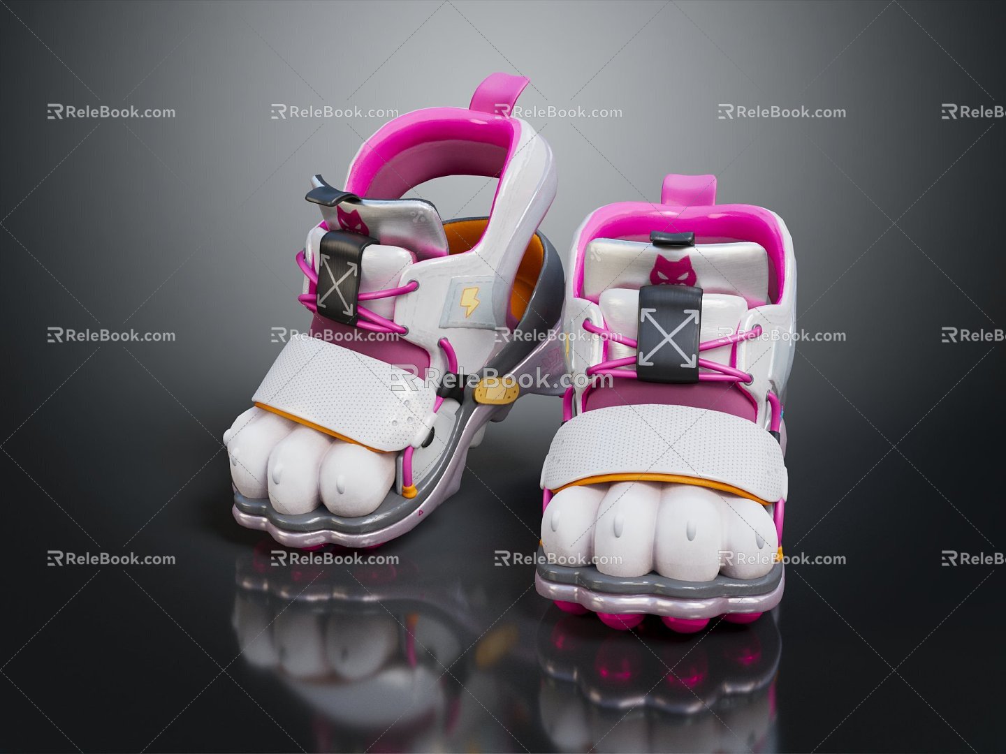 Modern Shoes Cat Shoes Cartoon Shoes Kids Shoes 3d model