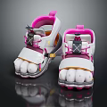 Cute Kids Summer Shoes with Pink White Cartoon Claw Design and Velcro Straps for Toddlers