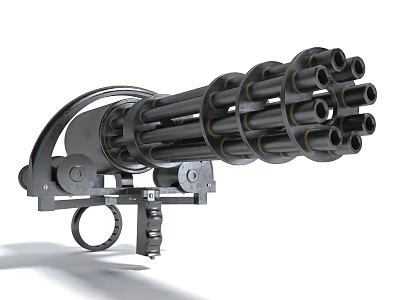 3D Rendered Gatling Gun With Mechanical Structure 3d model