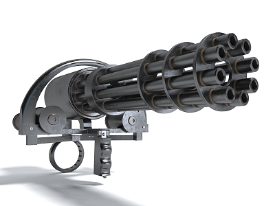 Style Firearms Weapons Gatling Machine Gun 3d model