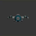Blue Metallic Robot With Humanoid Design Shiny Surface And Mechanical Features