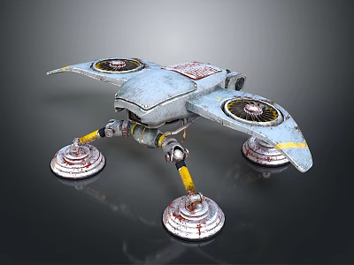 Futuristic Spacecraft With Metallic Structure Circular Thrusters And Support Legs For Universe Exploration 3d model
