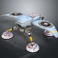 Futuristic Spacecraft With Metallic Structure Circular Thrusters And Support Legs For Universe Exploration